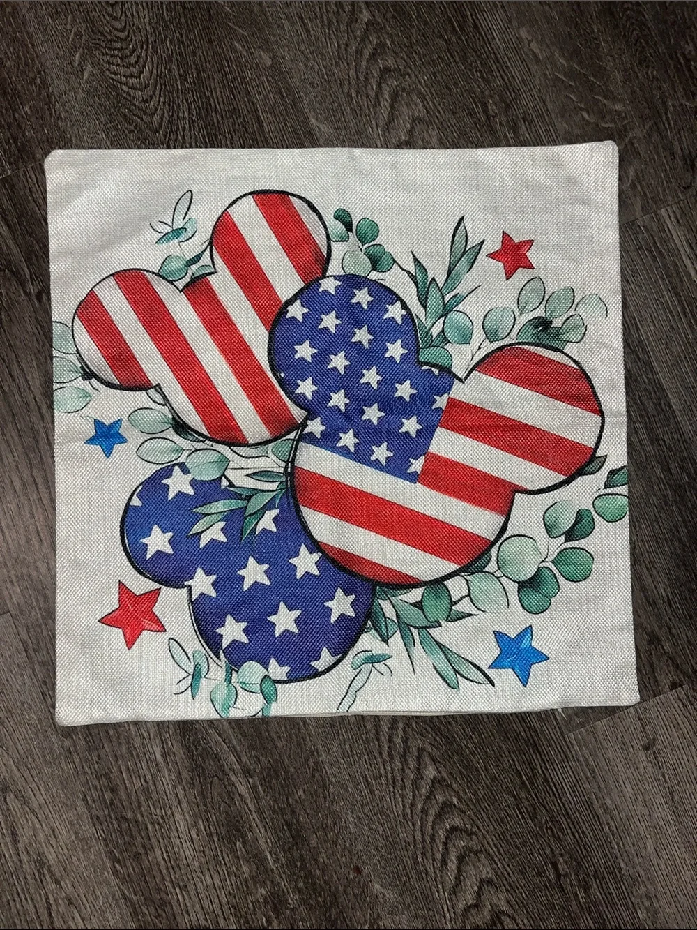 Two Patriotic Mickey Ears Decorative Pillow Covers -Fourth of July